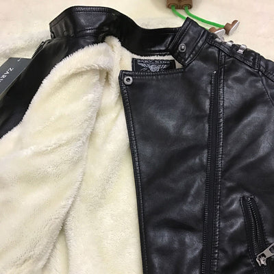 Chaqueta de Cuero Casual para Niños - Diseño Liso Moderno - Image 3