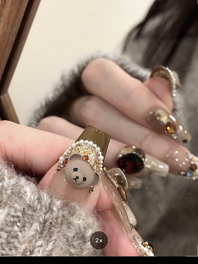 Uñas Postizas Personalizables Maillard Bear Polo Marrón - Image 11