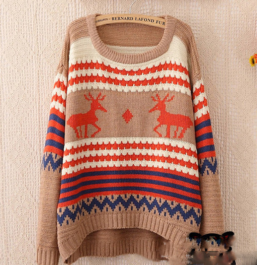 Suéter Holgado para Mujer con Estampado de Cervatillo - Image 3