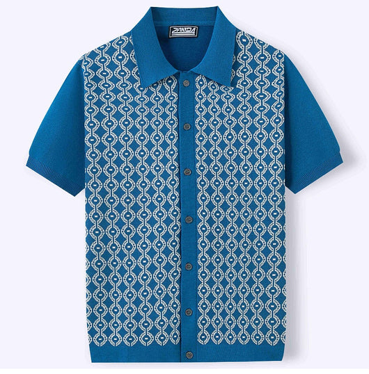 Cardigan Jacquard de Lino Tencel Manga Corta para Hombre - Image 15