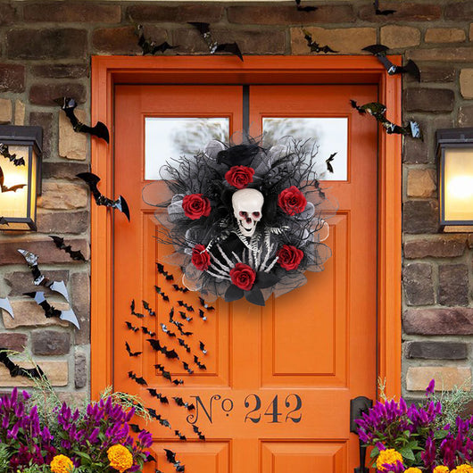 Guirnalda de Calaveras y Rosas Rojas Halloween para Puerta - Image 3