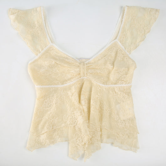 Blusa Elegante con Encaje Volantes Escote V Efecto Adelgazante - Image 16