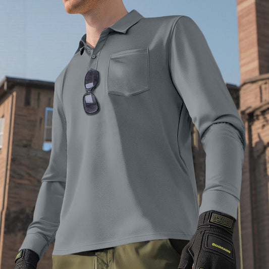 Polo Manga Larga Secado Rápido Color Sólido para Hombre