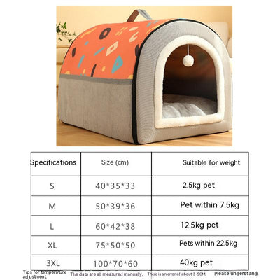 Casa Cama para Mascotas Desmontable con Patrón Geométrico Bicolor - Image 7
