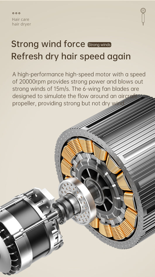 Beige 1200W hair dryer with a minimalist design, featuring a 360-degree rotating air collector nozzle and a US 110V plug. - Image 40