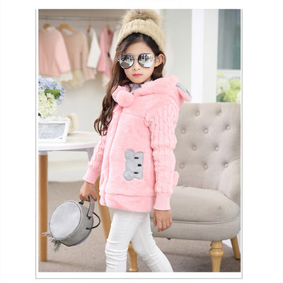 Chaqueta de Algodón con Detalles de Pelaje Sintético para Niñas - Image 10