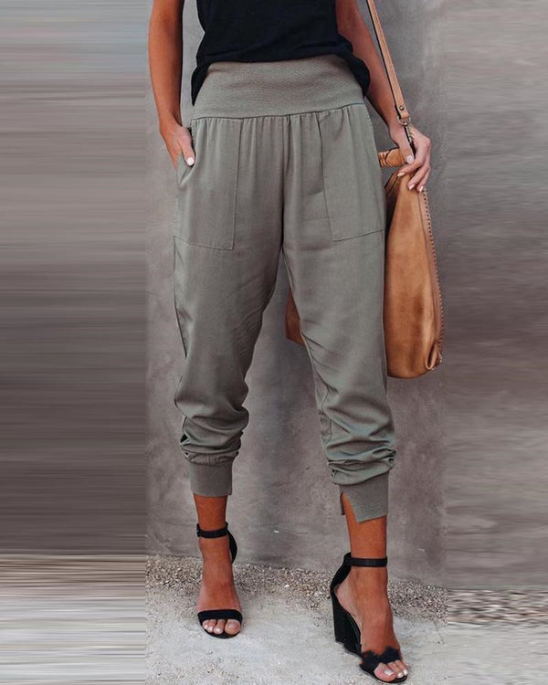 Pantalones Casuales de Cintura Alta para Mujer