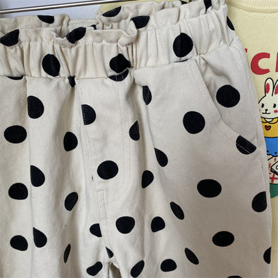 Pantalones Casuales Infantiles con Estampado Puntitos, Lavado Vintage - Image 11