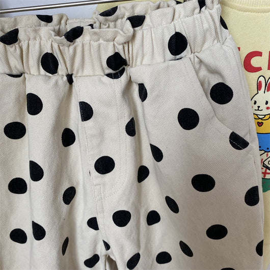 Pantalones Casuales Infantiles con Estampado Puntitos, Lavado Vintage - Image 11