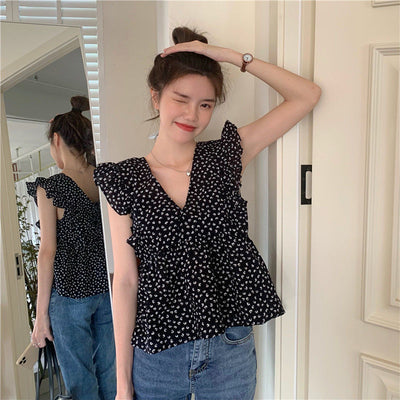 Blusa Sin Mangas con Cuello Volante y Estampado Floral - Image 6