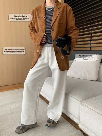Blazer Suelto Estilo Vintage en Gamuza Sintética - Image 19