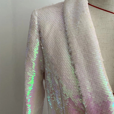 Blazer Largo Doble Botonadura con Lentejuelas para Mujer - Image 3