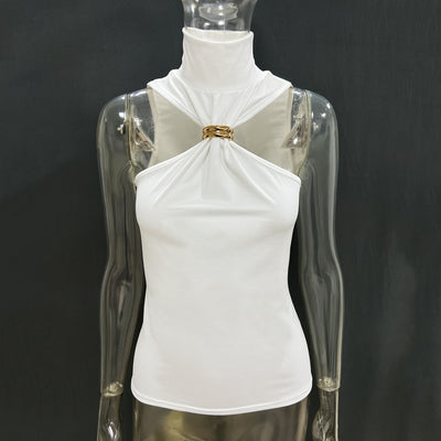 Blusa Dorada sin Mangas con Hombros Descubiertos y Tela Elástica - Image 23