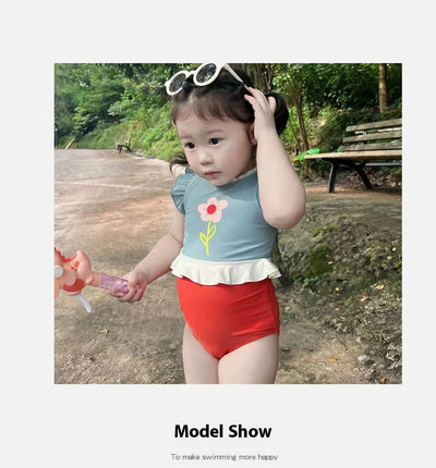 Traje de Baño Niña Estampado Encaje Secado Rápido Playa Verano - Image 11