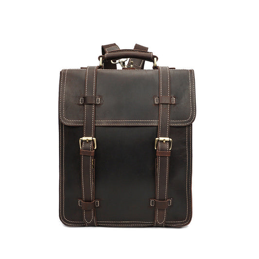 Mochila de Cuero Vintage Crazy Horse para Hombre - Image 2