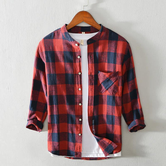 Camisa Cuadros Casual de Manga 3/4 para Hombre