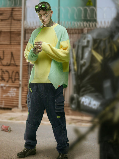 Sudadera Suelta Cuello Redondo Bloques de Color Estilo Urbano - Image 5