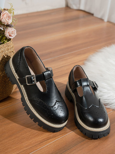 Zapatos de Tacón Retro Británico con Hebilla Calada - Image 11