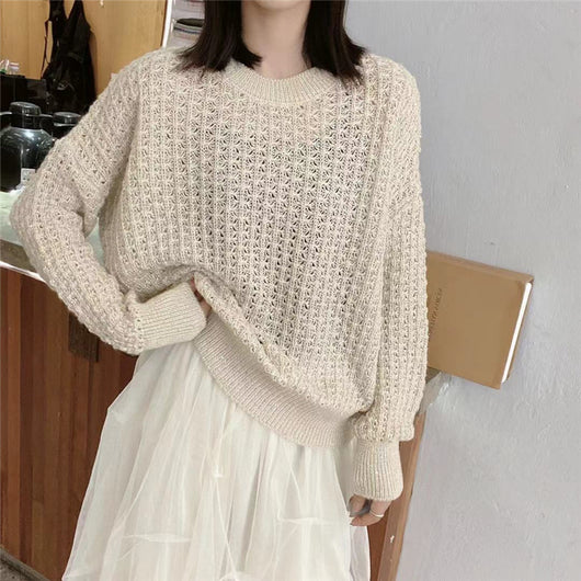 Suéter Mohair con Lentejuelas Brillantes y Cuello Redondo para Mujer - Image 10