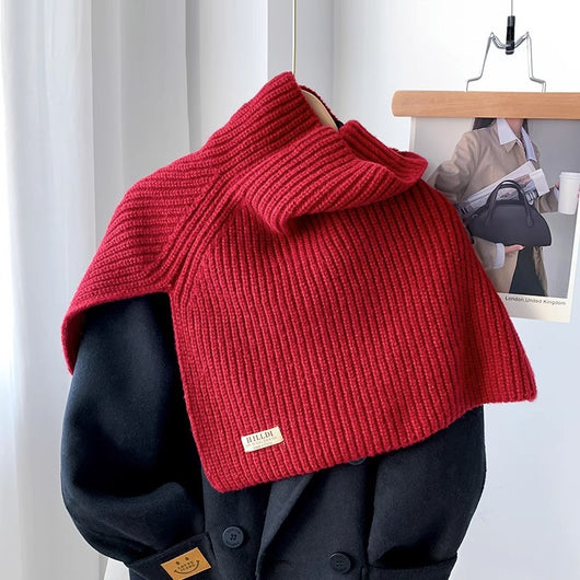 Poncho Cuello Alto con Abertura Lateral - Bufanda Tejida Térmica - Image 11
