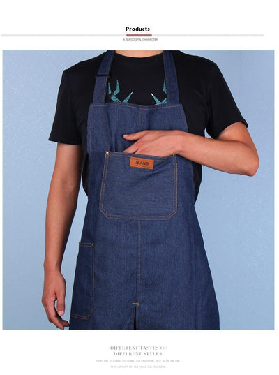 Delantal de Trabajo Denim Desarmable con Bolsillos y Protección Antitinta - Image 15