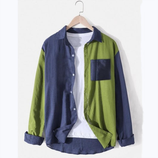 Camisa Slim Manga Larga Bloques de Color para Hombre - Image 4