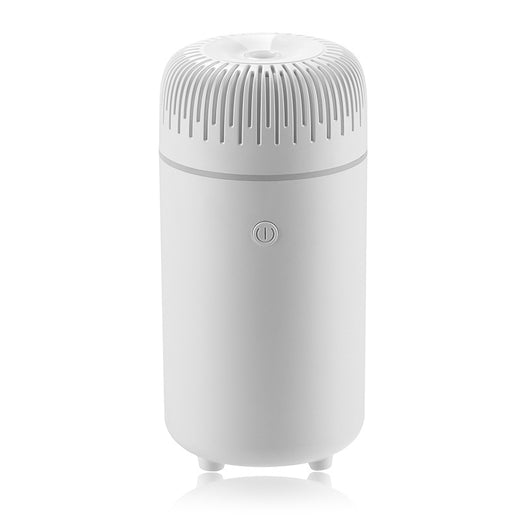White columnar tabletop water humidifier with a ribbed top and a power button on the front, on a white background. - Image 10