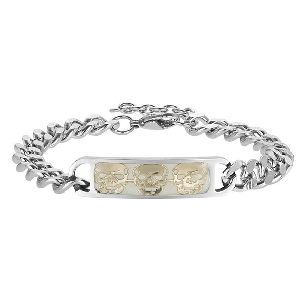 Pulsera Calavera Luminosa en Acero Titanio para Hombre