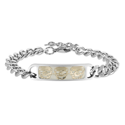 Pulsera Calavera Luminosa en Acero Titanio para Hombre