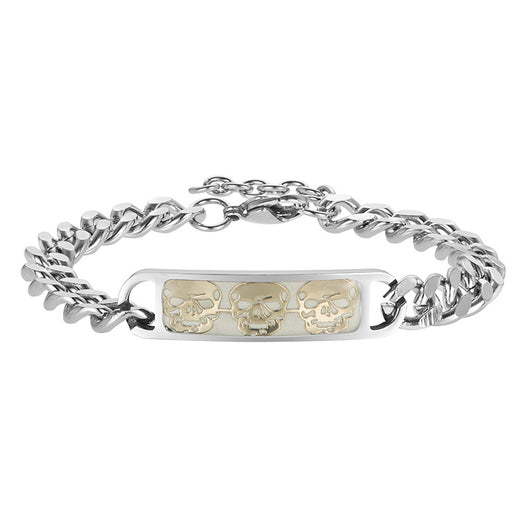 Pulsera Calavera Luminosa en Acero Titanio para Hombre