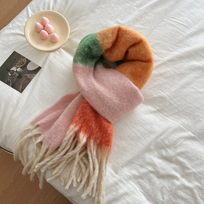 Bufanda de Mohair Suave y Gruesa con Cashmira Artificial - Combinación de Colores para Mujer - Image 6