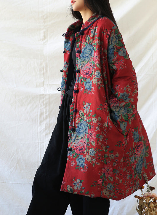 Abrigo Retro Floral de Algodón y Lino para Mujer - Estilo Vintage - Image 18