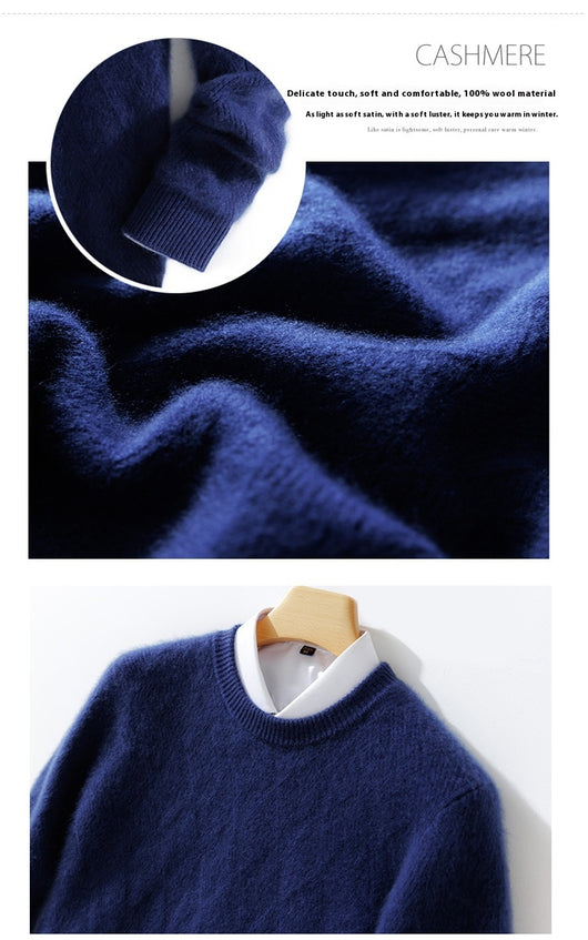 Suéter de Lana Pura para Hombre - Cuello Redondo Holgado y Acolchado - Image 14