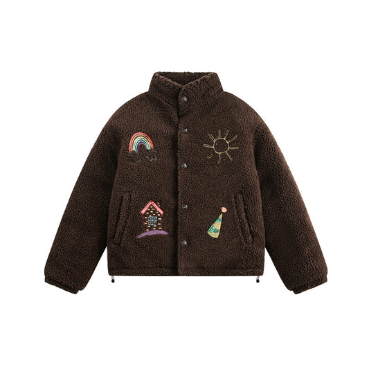Abrigo de Lana de Cordero Estilo Retro Americano Unisex