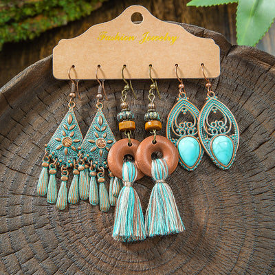 Aretes Geométricos Bohemios con Borlas Vintage para Mujer - Image 7