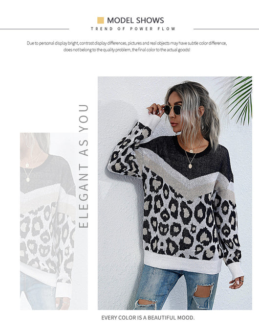 Jersey de Punto con Estampado Leopardo y Costura Decorativa para Mujer - Image 14