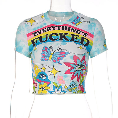 Blusa Estampada Cuello Redondo Slim Fit Corta - Image 2