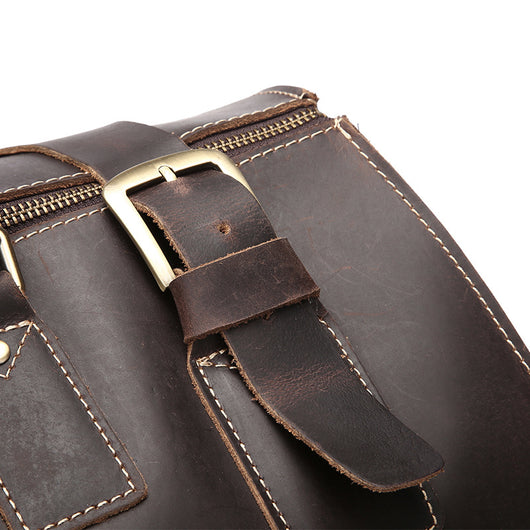Bolsa de Viaje de Cuero Auténtico para Hombre, Maletín de Gran Capacidad Estilo Vintage - Image 3