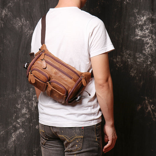 Bolsa de Pecho Hombre Cuero Gamuza Gran Capacidad - Image 10