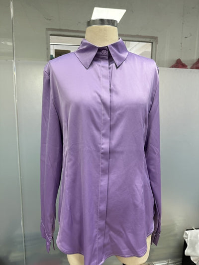 Blusa Ejecutiva Solapa Satinada Manga Larga Slim Fit para Mujer - Image 14