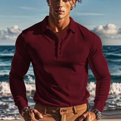 Polo Casual de Manga Larga Slim Fit con Textura Waffle - Image 11