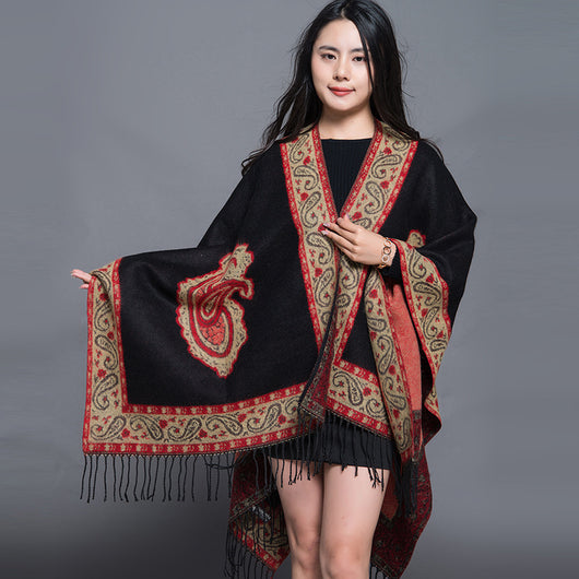 Poncho Étnico Nepali Extra Grande Acolchado para Otoño e Invierno - Image 8