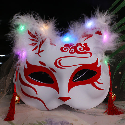 Máscara Luminosa de Zorro y Gato Bifronte con Plumas - Image 39