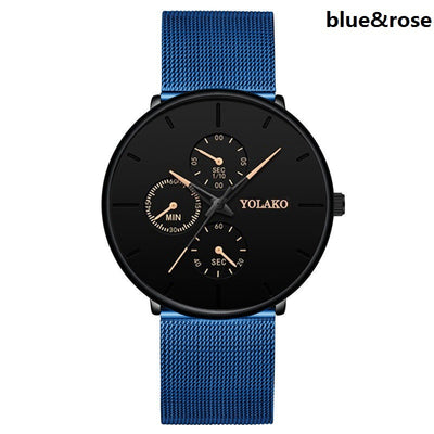 Reloj de Hombre Elegante con Correa de Malla Metálica y Tres Esferas - Image 6