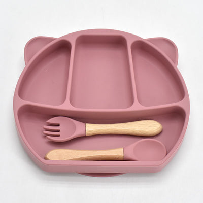 Set de Plato Compartido con Diseño de Ositos de Silicona - 9 Piezas