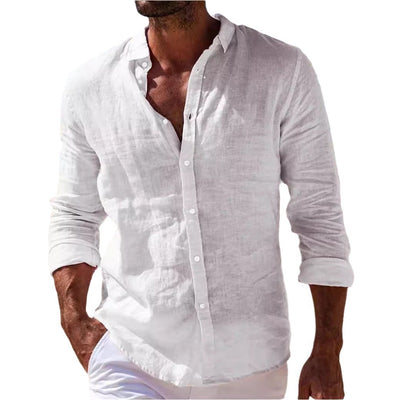 Camisa Casual de Algodón y Lino para Hombre - Image 17