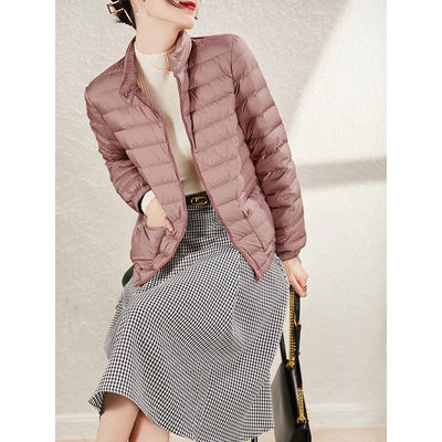 Chaqueta Acolchada de Plumas de Pato Blanco - Cuello Alto Ligera para Invierno - Image 11