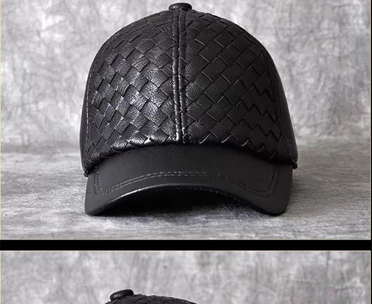 Gorra de Beisbol Invierno Cuero Genuino Piel de Cabra para Hombre - Image 31