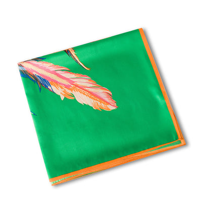 Pañuelo de Seda Sintética con Diseño de Plumas Indígenas para Mujer - Image 26