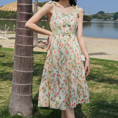 Vestido Largo Elegante para Niña con Cintura Alta Estilo Japonés